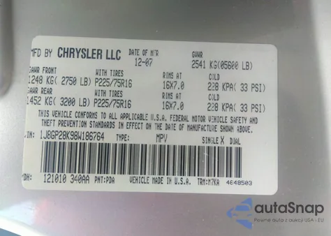 2008 Jeep Liberty Sport from USA, damaged, VIN 1J8GP28K98W186764